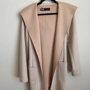 Zara suede coat with hood nude/beige